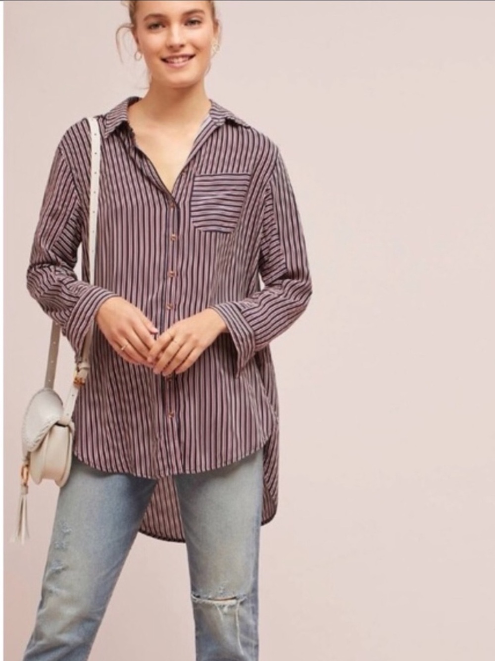 Anthro Maeve Adelaide Striped Poplin Shirt